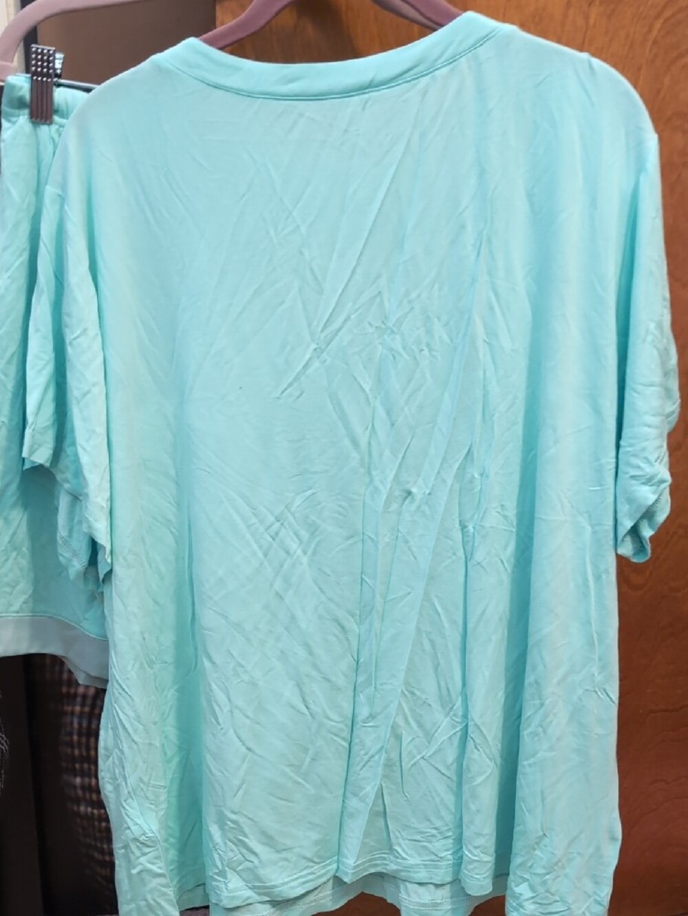 Light Aqua Bamboo Satin-Trim Lounge Pajama Set - Picture 3 of 8